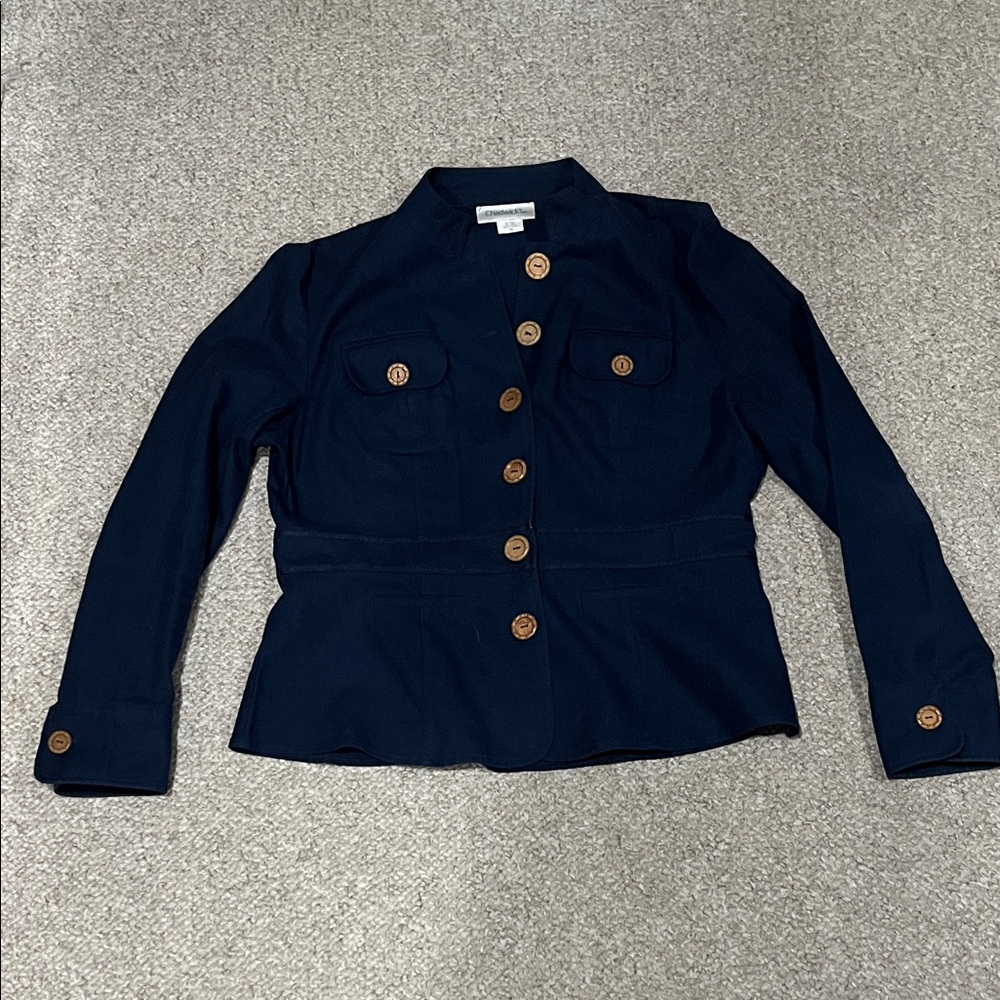 Chadwicks Navy Lightweight Military Style Jacket with Wooden Buttons - Picture 13 of 15